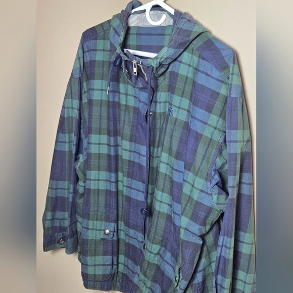 Vintage Ralph Lauren Tartan Plaid Cottagecore Cabincore Hooded Jacket, Size Lg - Picture 3 of 5
